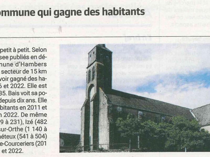 La commune d'Hambers est la seule commune qui gagne des habitants